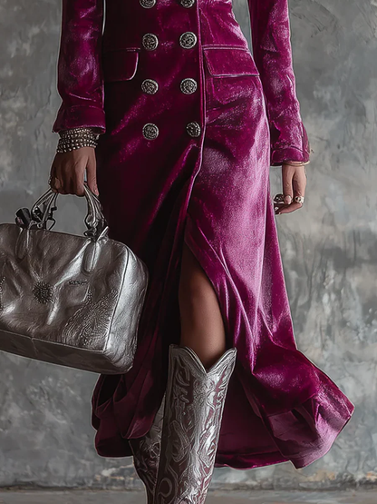 Vivienne | Robe blazer en velours de luxe avec boutons