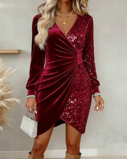 Corinne | Robe de fête en velours luxe avec paillettes